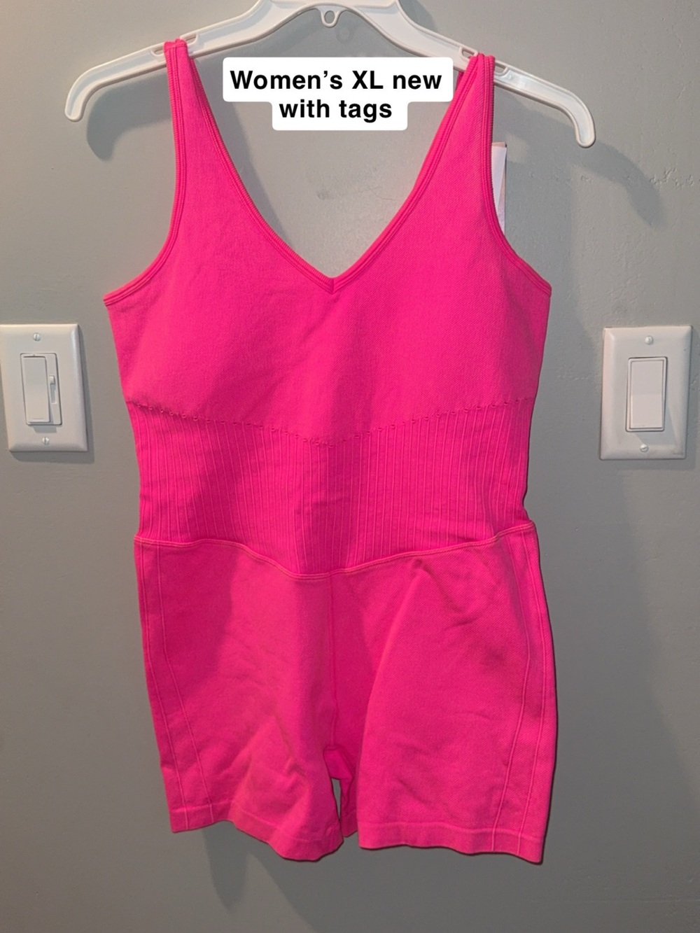 Hot Pink Sleeveless V-Neck Romper